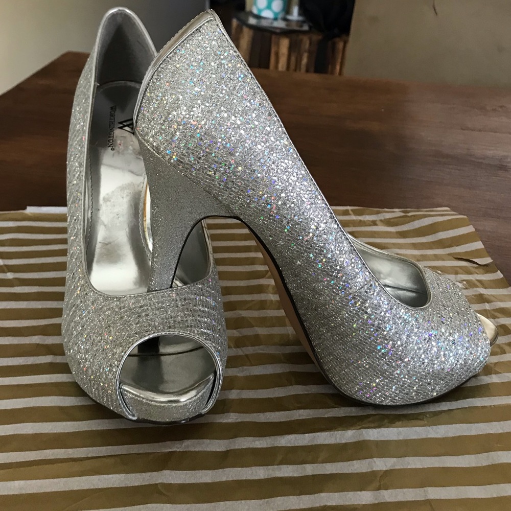 Worthington platform silver heels